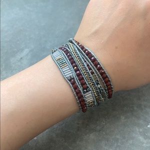 Nakamol Wrap Bracelet in Maroon/Grey